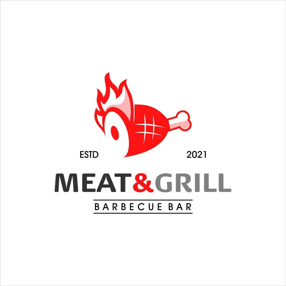 emblema de grelha de design de carne de churrasco vetor