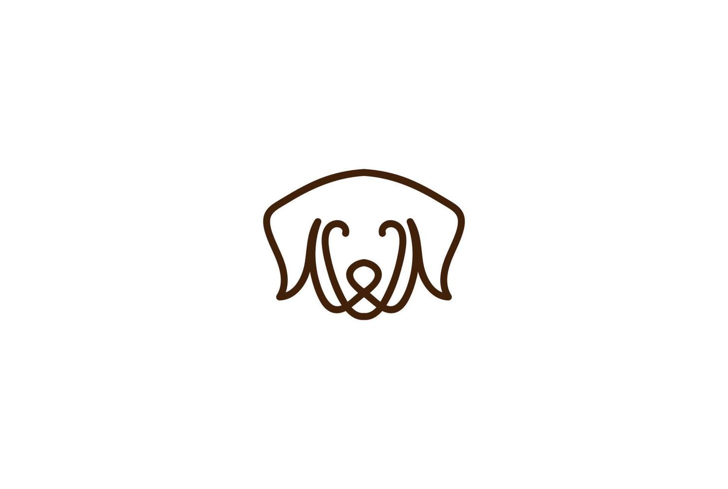 vetor de design de logotipo de contorno de linha de cão animal monograma minimalista moderno