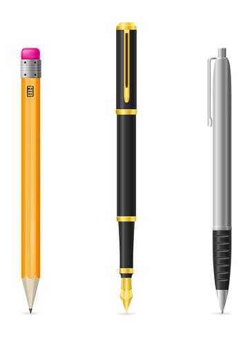 conjunto de ícones caneta e lápis vector illustration