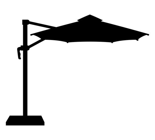 grande guarda-sol para bares e cafés no terraço ou a ilustração em vetor silhueta contorno preto praia