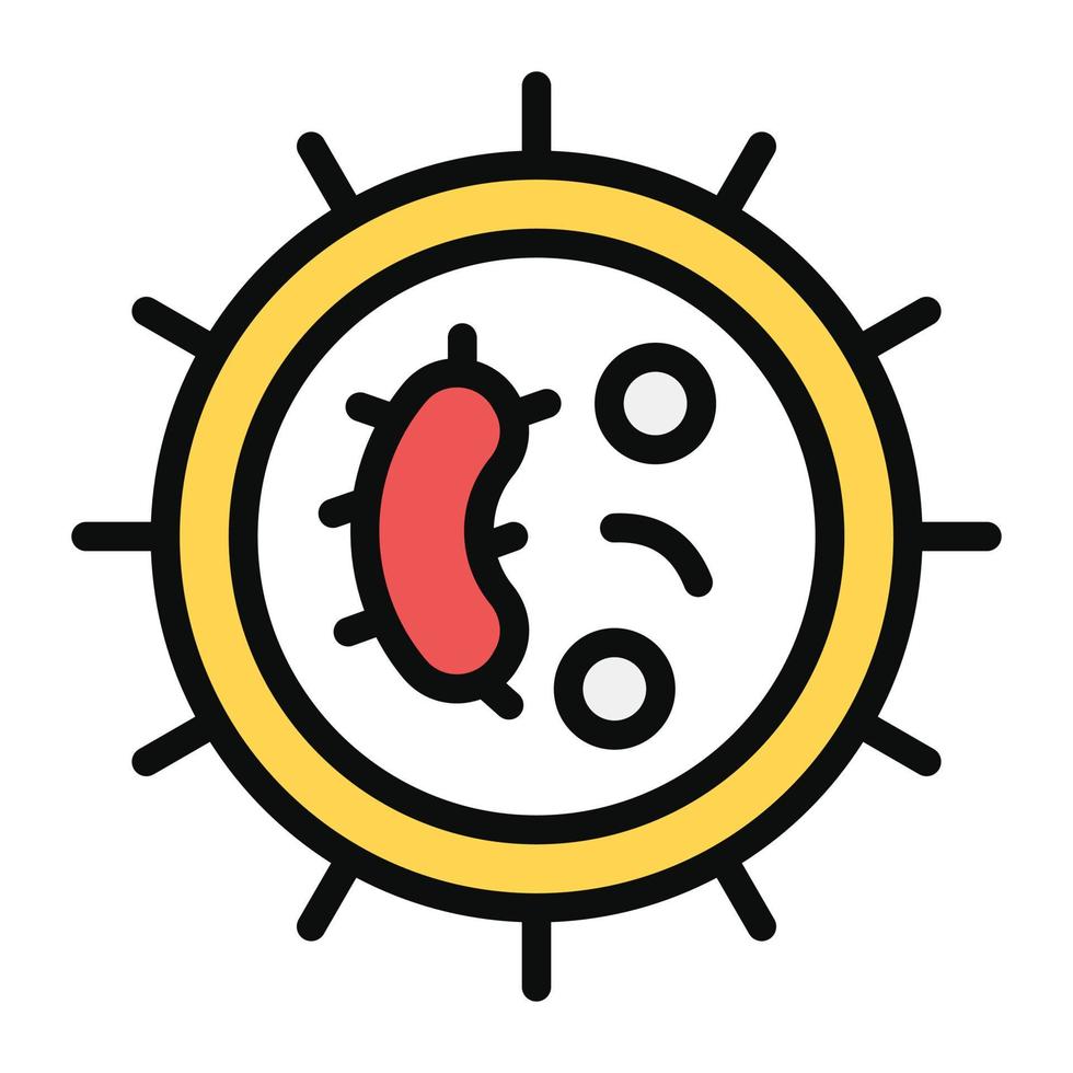 um ícone de célula biológica em design plano, vetor de bactérias