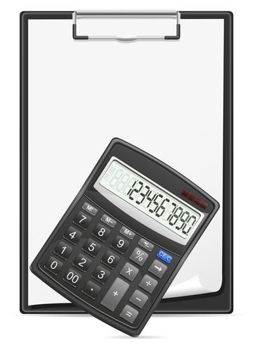 prancheta de calculadora e folha em branco da ilustração em vetor conceito papel