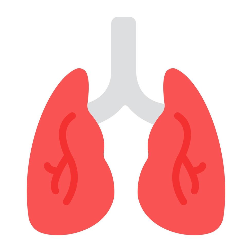 órgão respiratório humano, ícone de pulmões em design plano vetor