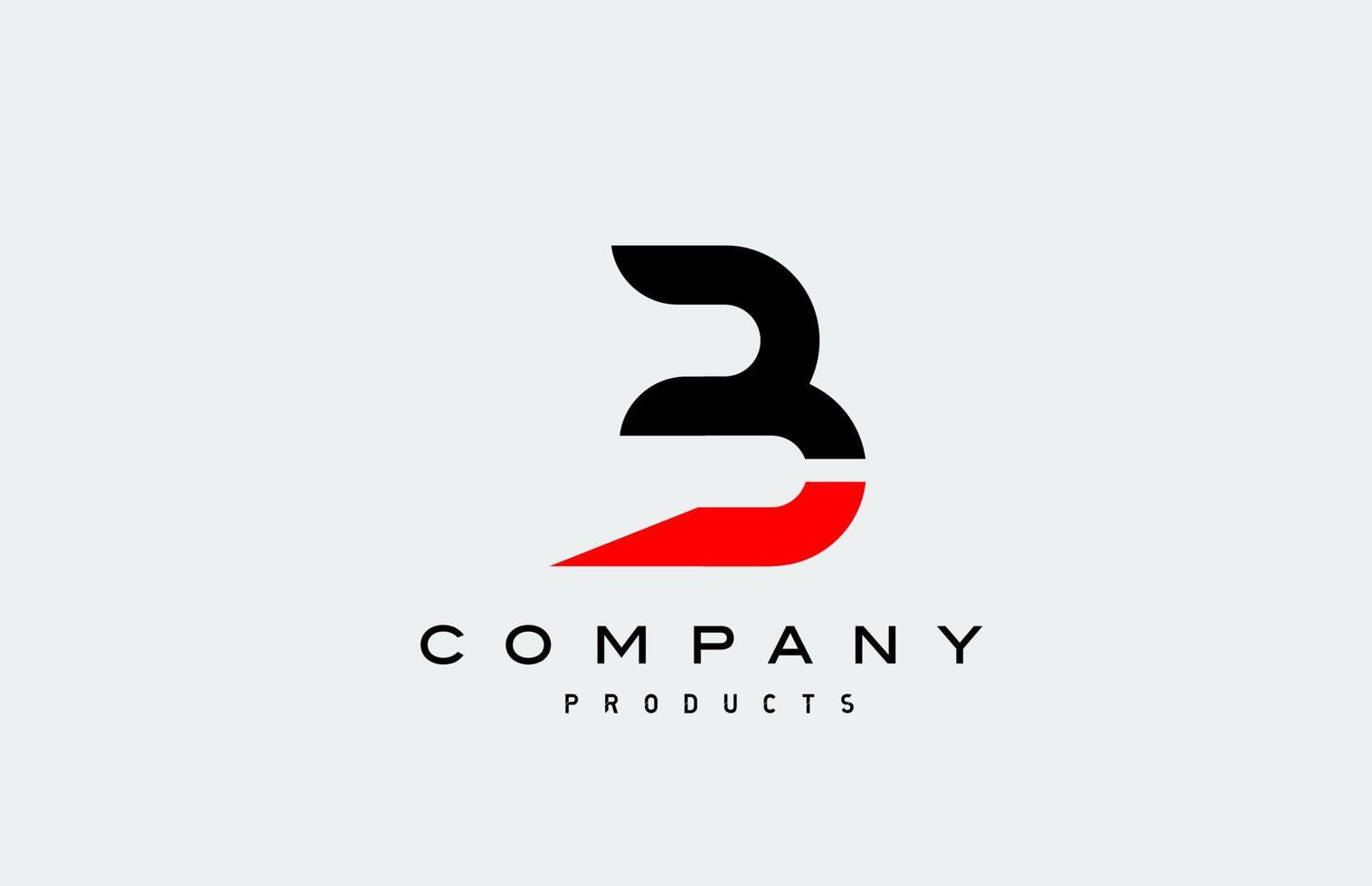 b ícone do logotipo da letra do alfabeto vermelho com cor preta. design criativo para negócios e empresa vetor