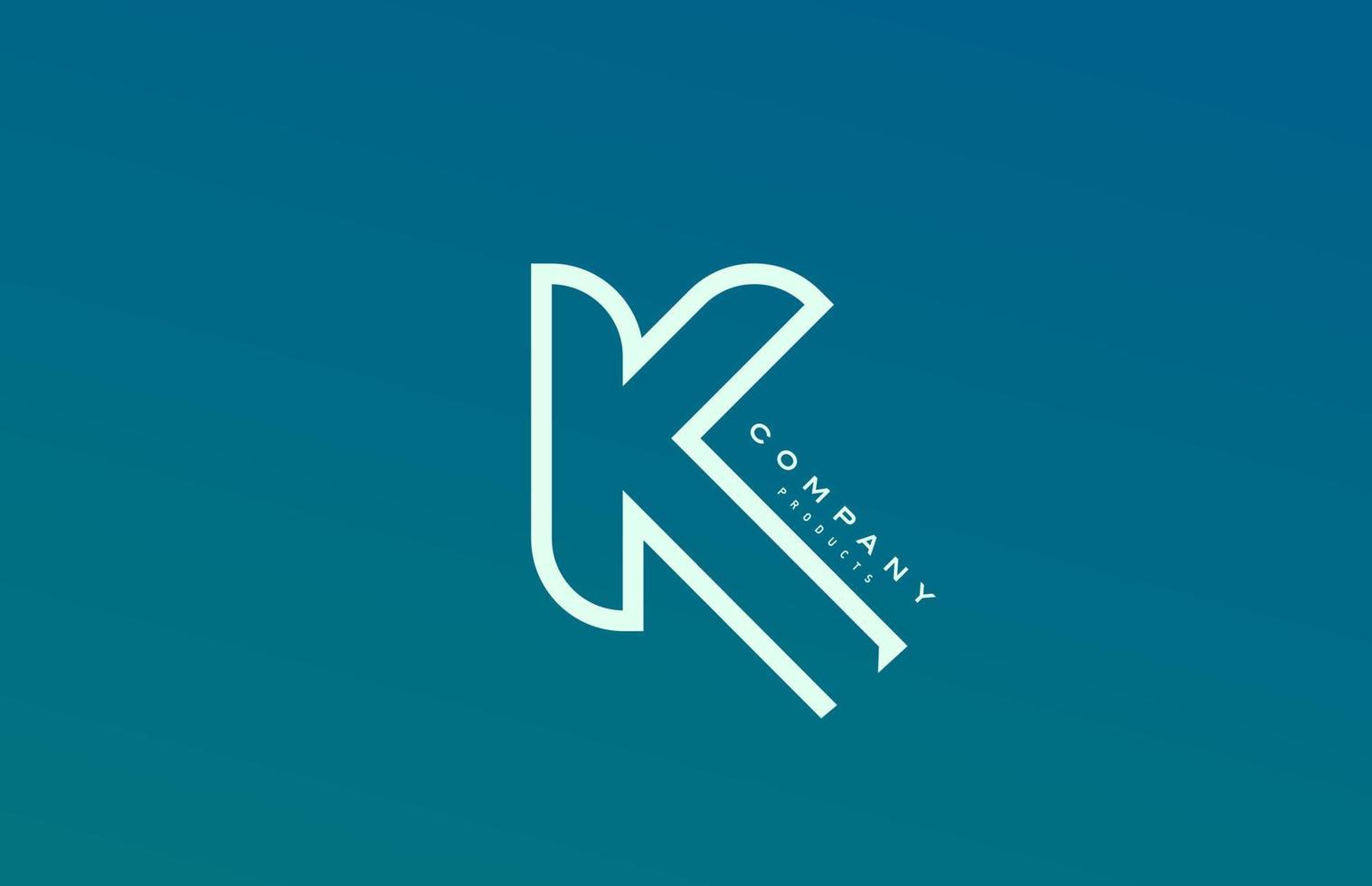 ícone do logotipo da letra do alfabeto k branco azul com linha. design para negócios e empresa vetor