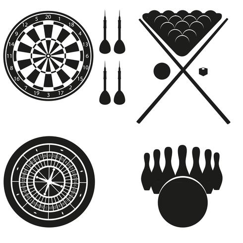 ícone de jogos para ilustração em vetor silhueta negra lazer