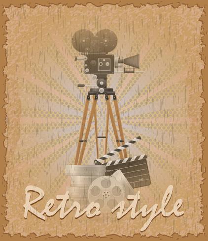 cartaz de estilo retro ilustração vetorial de câmera de filme antigo vetor