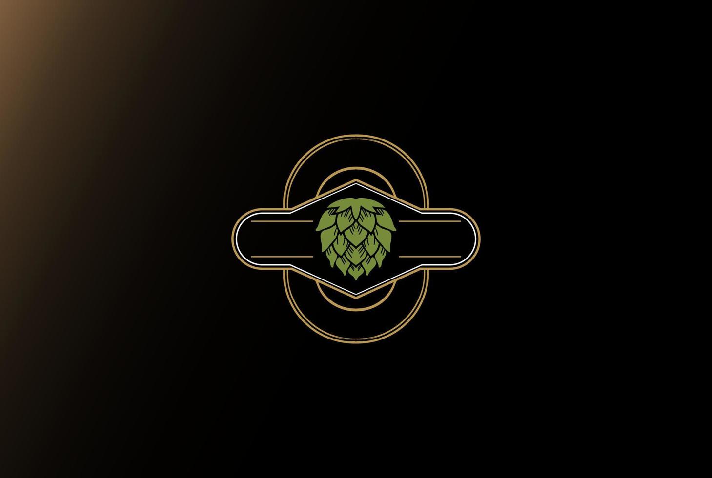 lúpulo de luxo para fabricação de cerveja artesanal vetor de design de logotipo de emblema de cervejaria