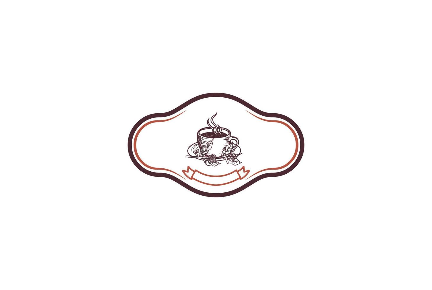 xícara de café vintage retrô para restaurante de café ou vetor de design de logotipo de rótulo de produto