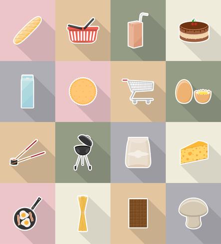 ilustração em vetor ícones plana comida e objetos