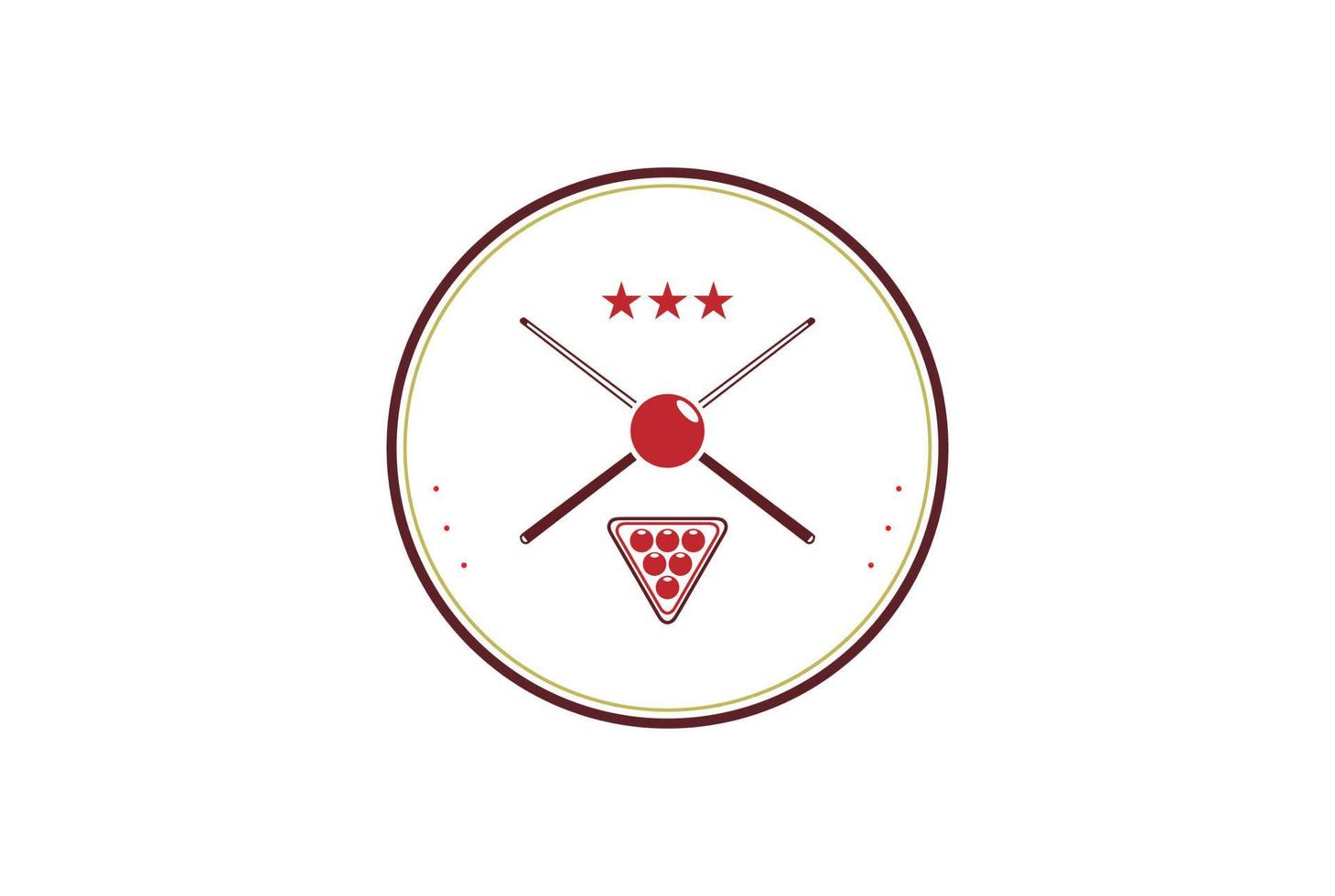 emblema de emblema de piscina de varas cruzadas retrô vintage para vetor de design de logotipo de clube de esporte de bilhar