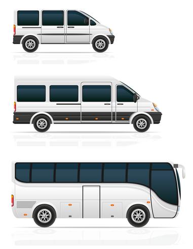 ônibus grandes e pequenos para ilustração vetorial de transporte de passageiros vetor
