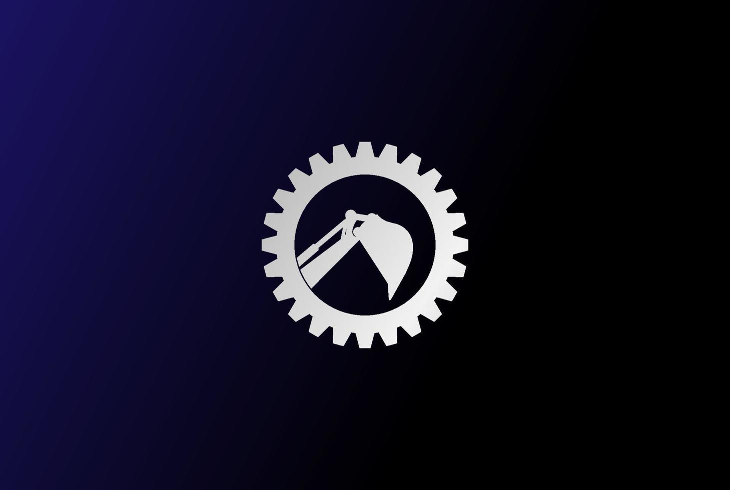 vetor de design de logotipo de mineração de retroescavadeira de engrenagem moderna