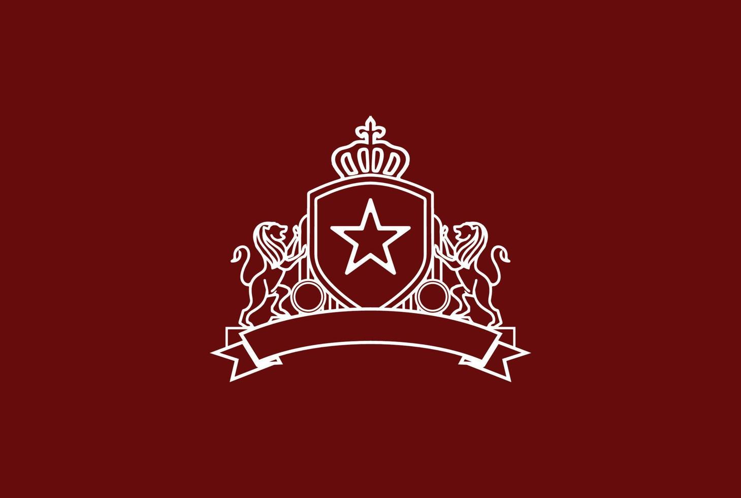 design de logotipo de emblema de emblema de coroa de rei leão de luxo elegante vetor