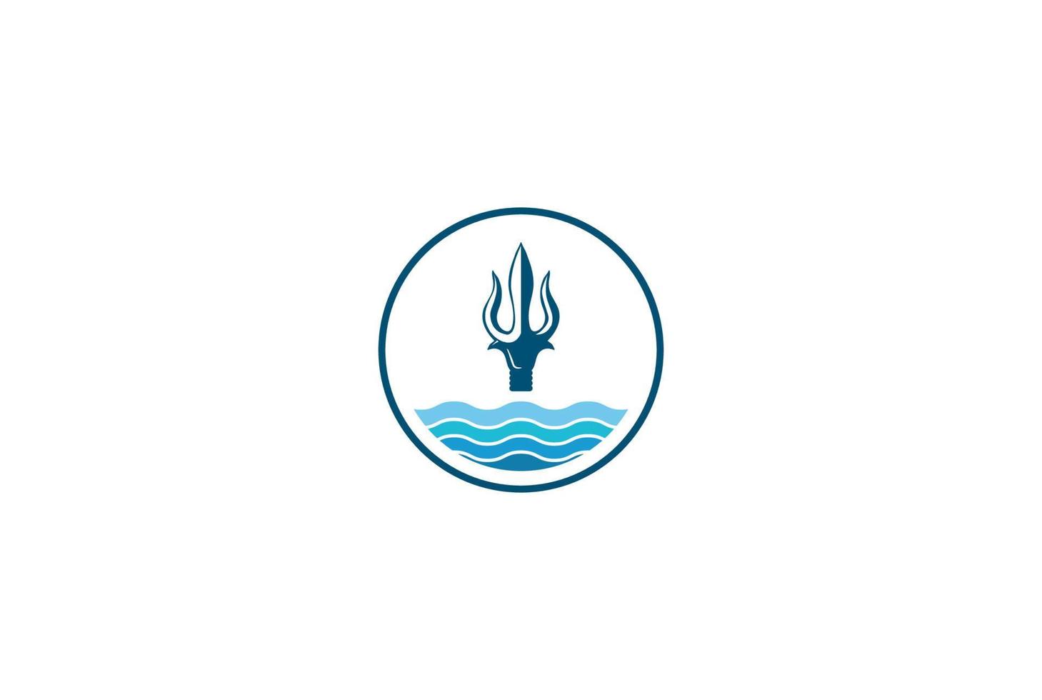 tridente circular netuno senhor poseidon tritão rei do vetor de design de logotipo de lança