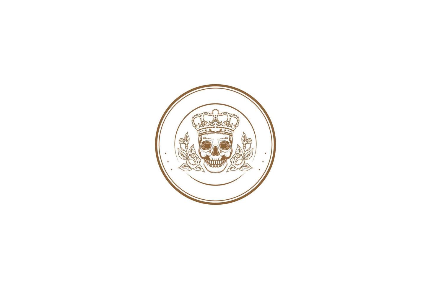 vetor de design de logotipo de emblema de flor rosa de caveira vintage retrô