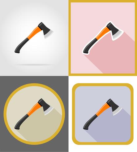 reparação de machado e construção de ferramentas ícones plana ilustração vetorial vetor