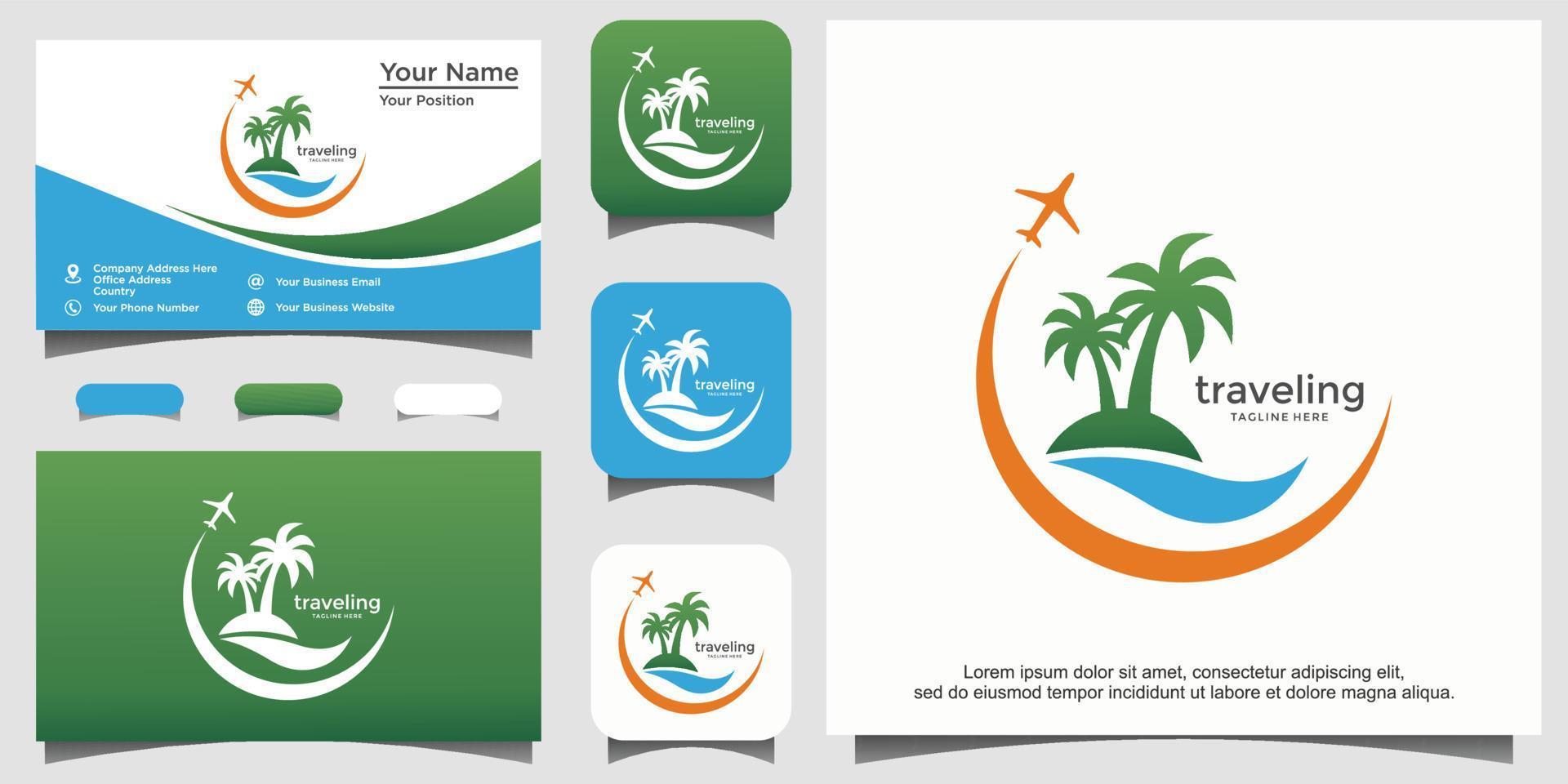 design de logotipo de praia de viagem vetor