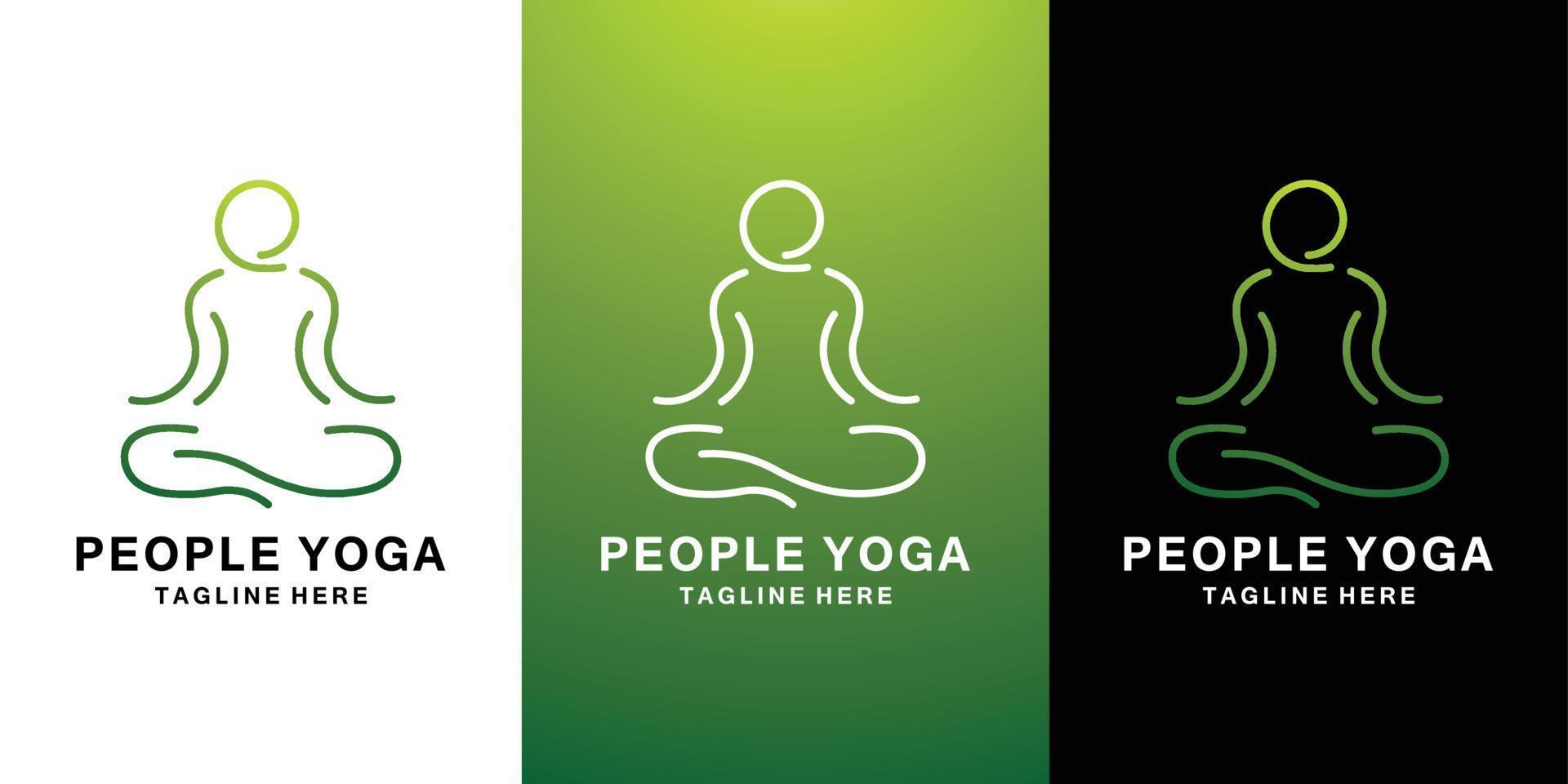 modelo de design de logotipo de ioga ou meditação de pessoas vetor