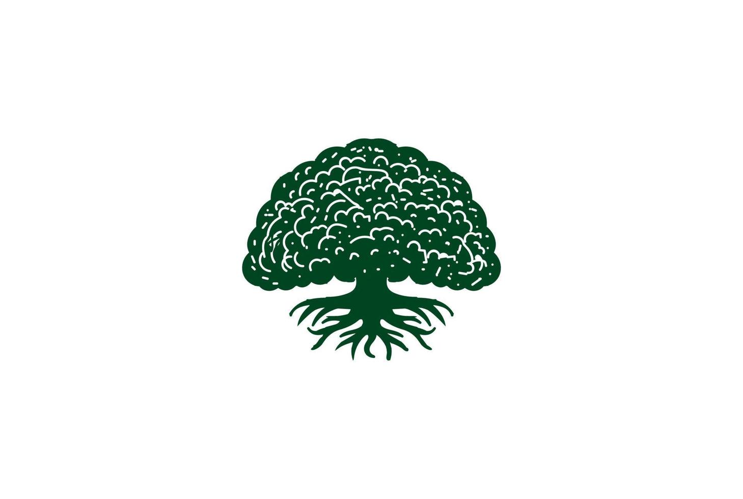 design de logotipo de jardim de floresta de árvore de carvalho minimalista simples e minimalista vetor