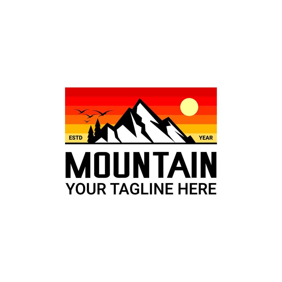 logotipo do pôr do sol e da montanha vetor