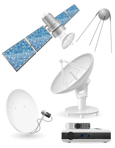 conjunto de ícones ilustração vetorial de transmissão por satélite vetor