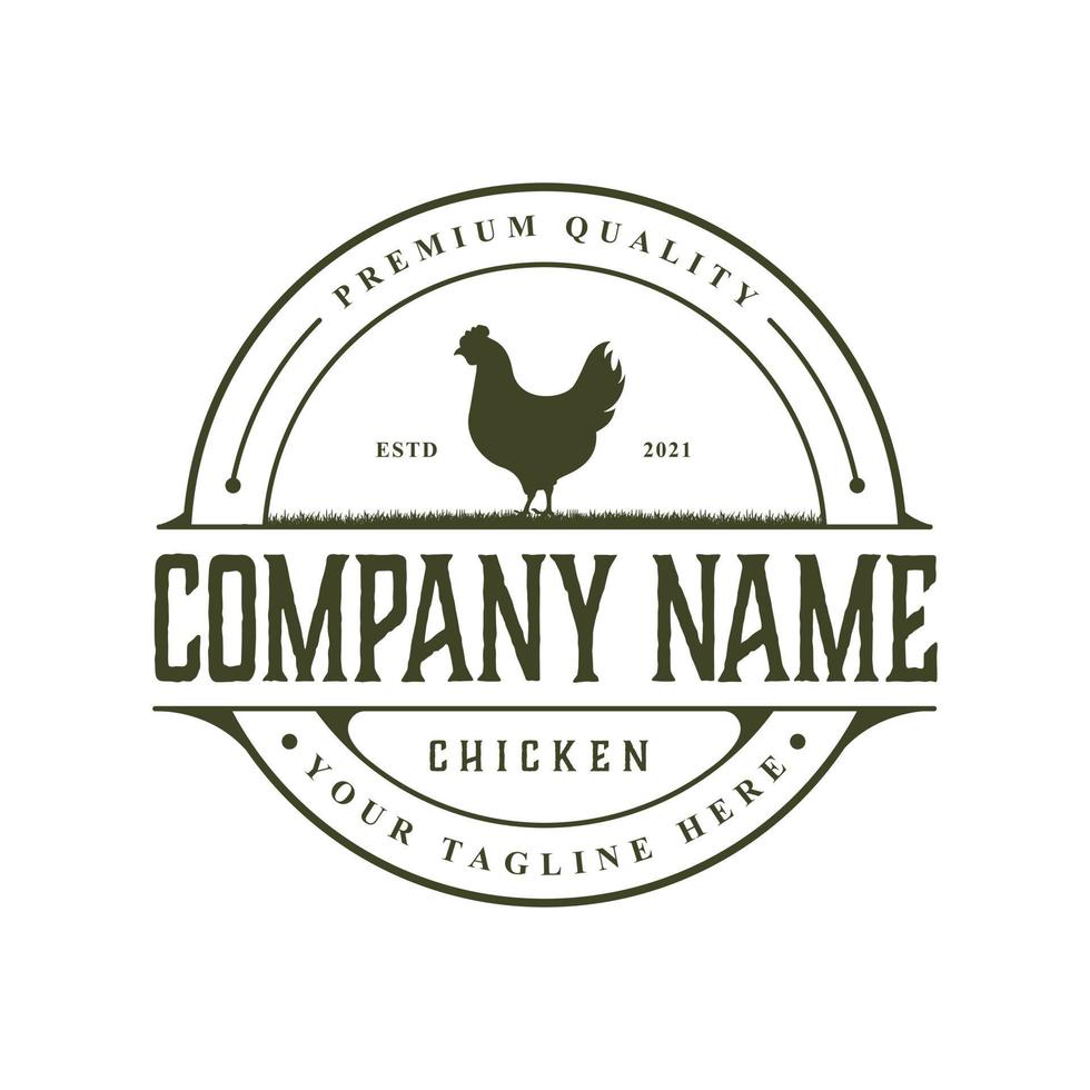 modelo de design de logotipo de frango rústico vintage vetor