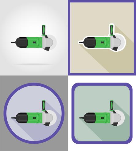 ferramentas de moedor elétrico para construção e reparação de ícones plana ilustração vetorial vetor
