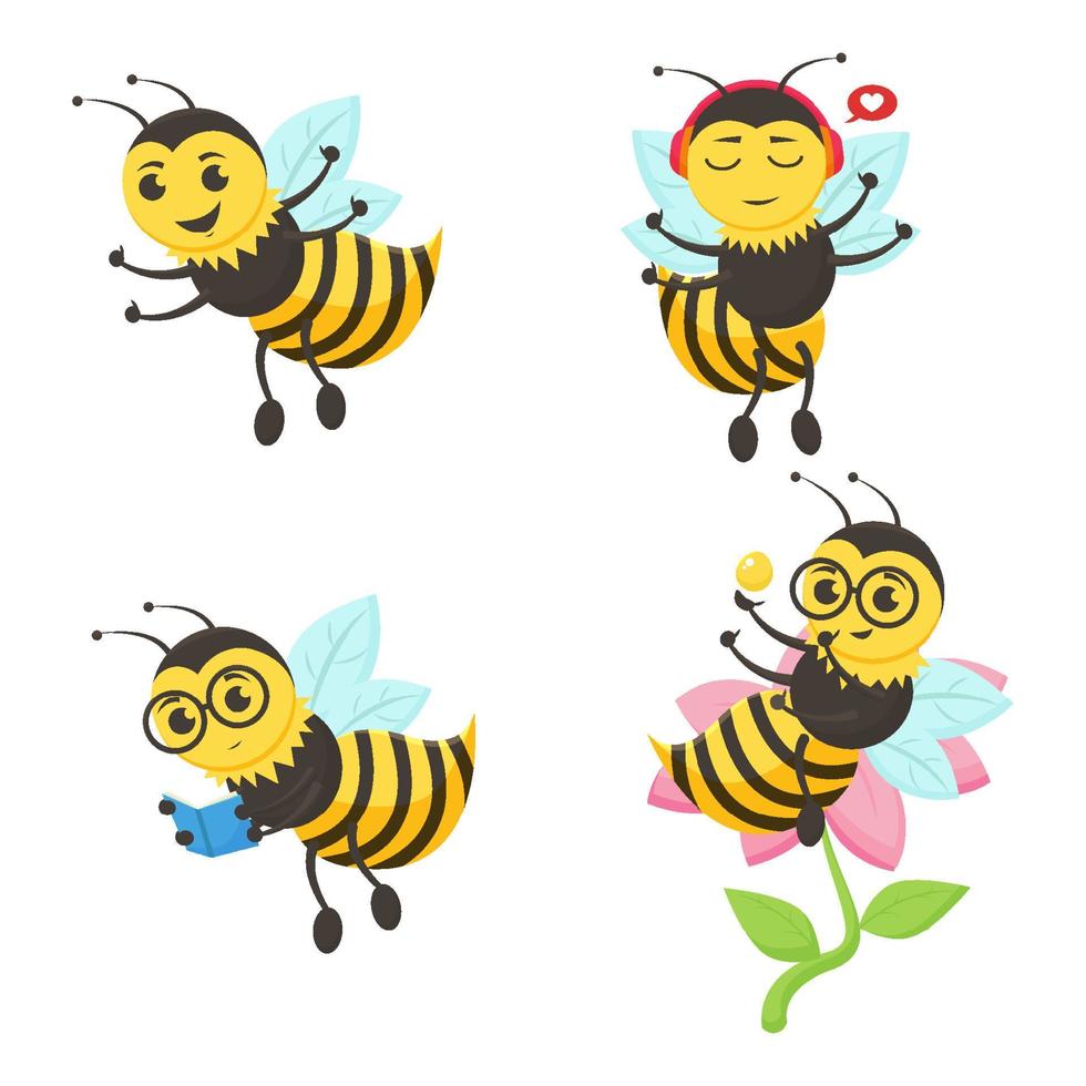 ilustração de abelha fofa em estilo simples vetor