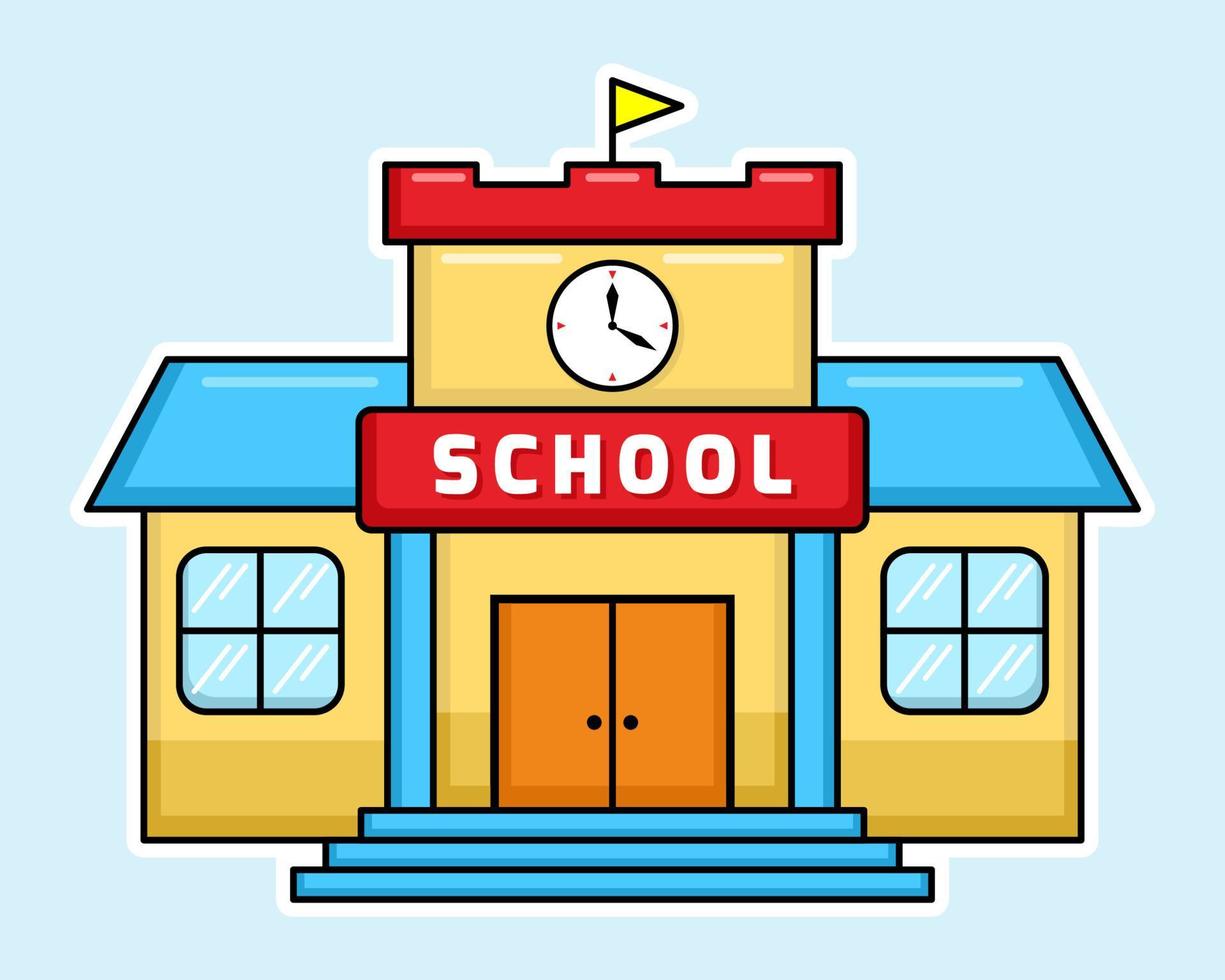 vetor de prédio escolar colorido com estilo cartoon. de volta à escola.