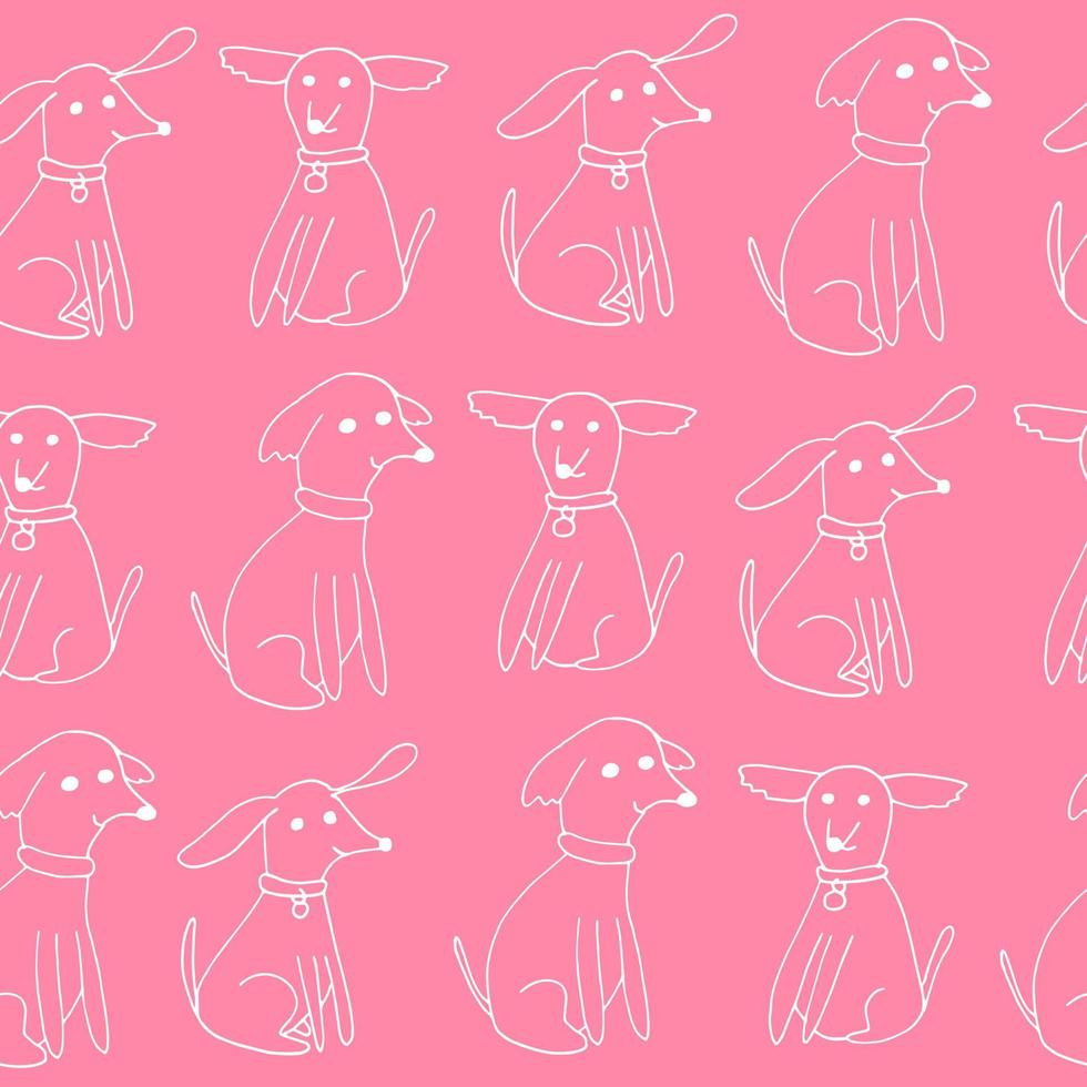 padrão sem emenda de cães. ícone de doodle desenhado de mão. , escandinavo, nórdico, minimalismo, monocromático. animais de estimação animais têxteis fundo de papel de embrulho vetor