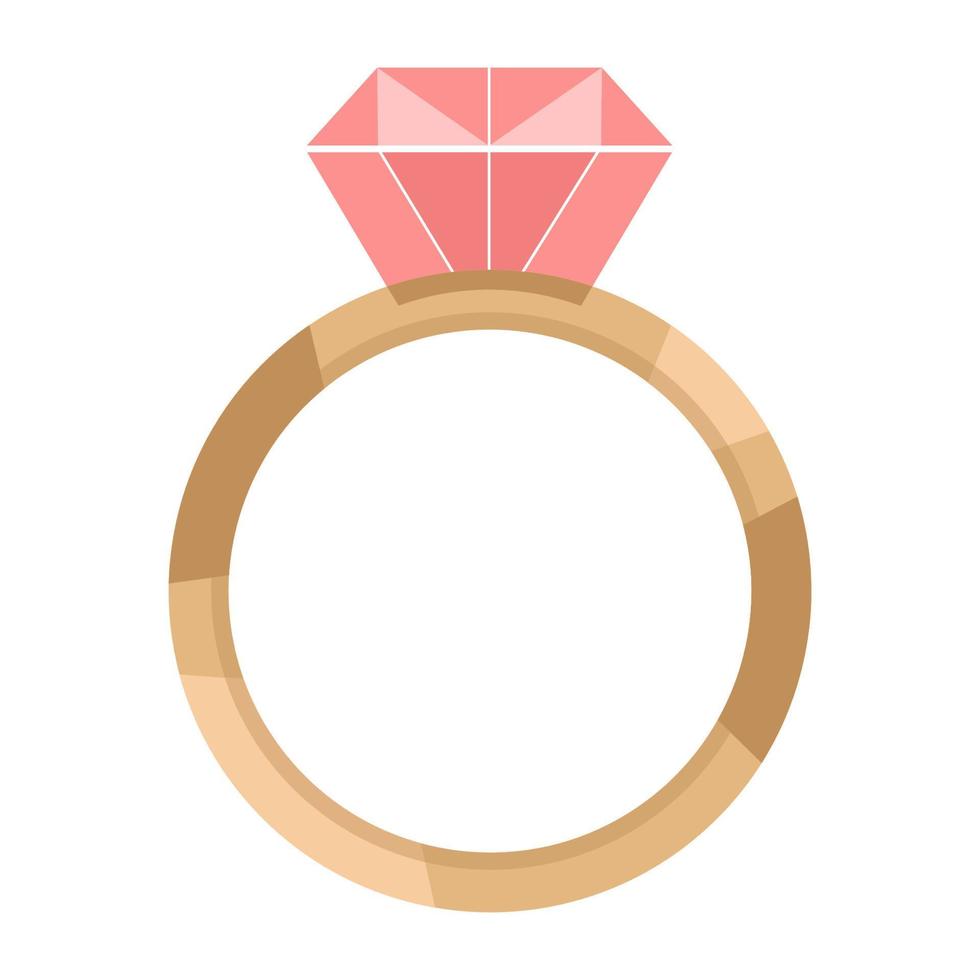 anel com diamante em fundo branco. ícone do anel de casamento. proposta de casamento vetor