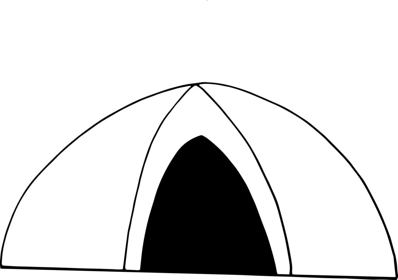 ícone da tenda. doodle desenhado de mão. , acampamento monocromático de minimalismo nórdico escandinavo vetor