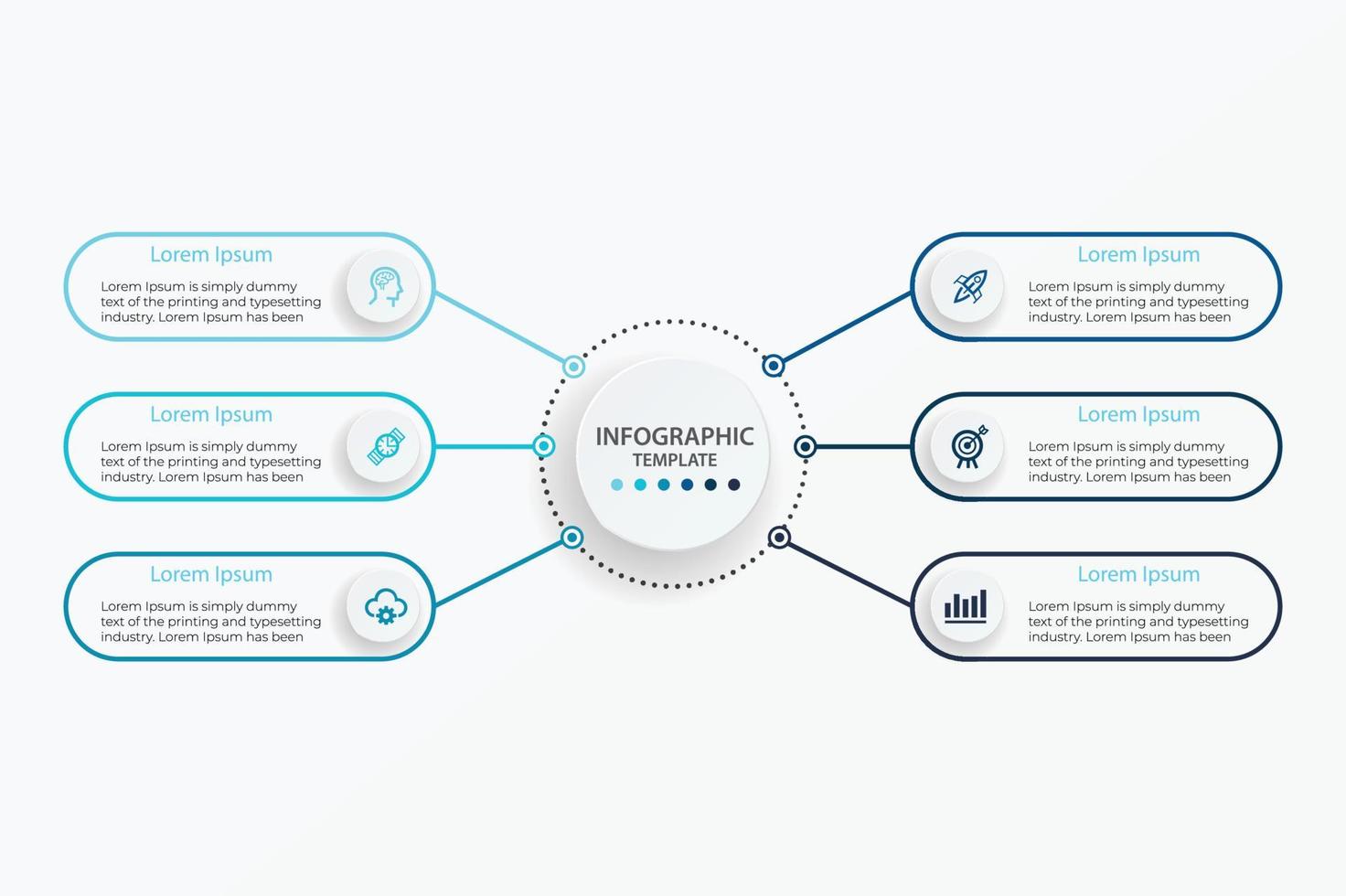 visualização de dados de negócios. gráfico de processo. elementos abstratos de gráfico, diagrama com 6 etapas, opções, partes ou processos. conceito criativo para infográfico vetor