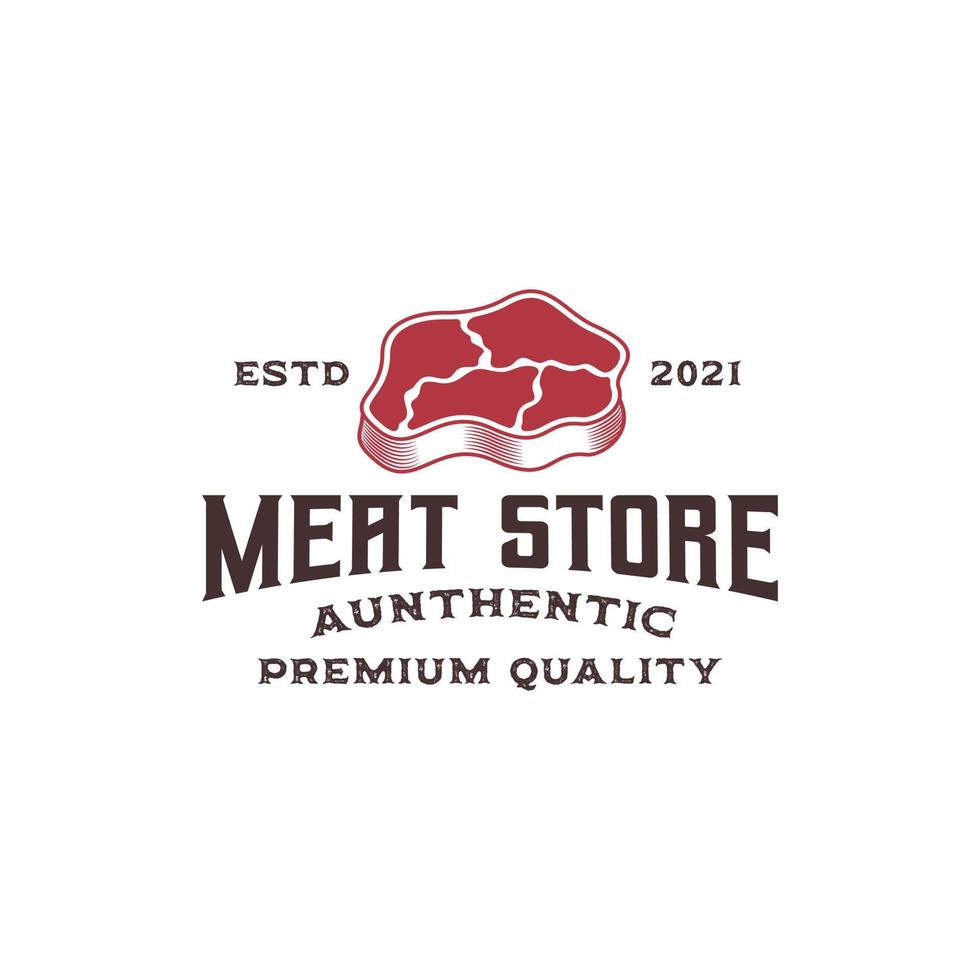 modelo de vetor premium de logotipo de carne fresca, loja de carne, logotipo de carne, churrascaria, bife
