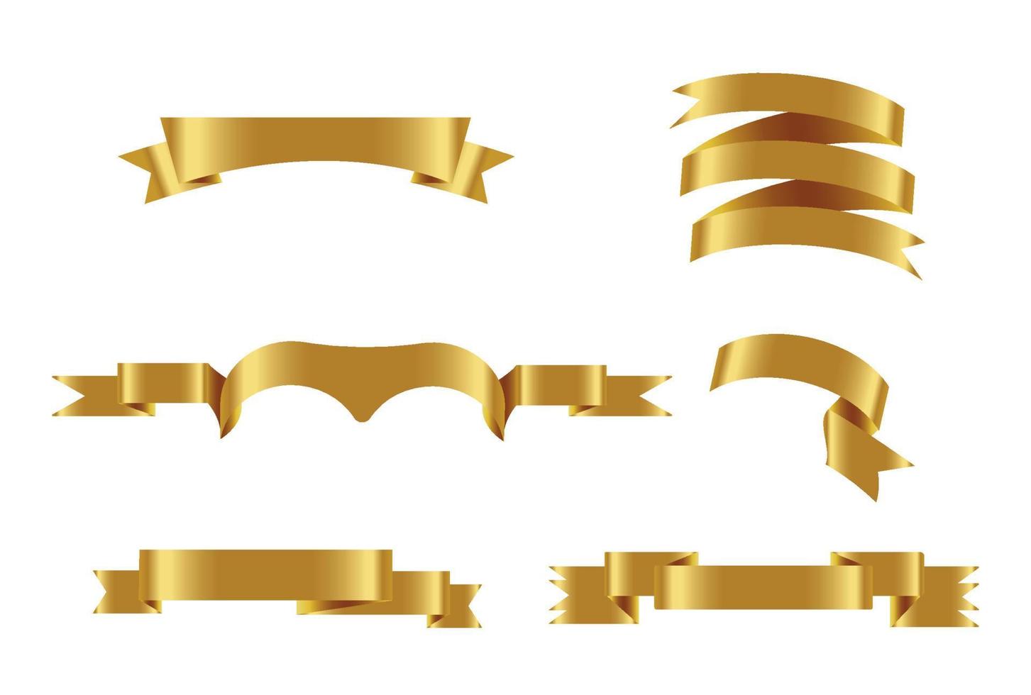 conjunto de bandeiras de vetor de fita brilhante ouro. coleção de fitas. ilustração de desenho vetorial