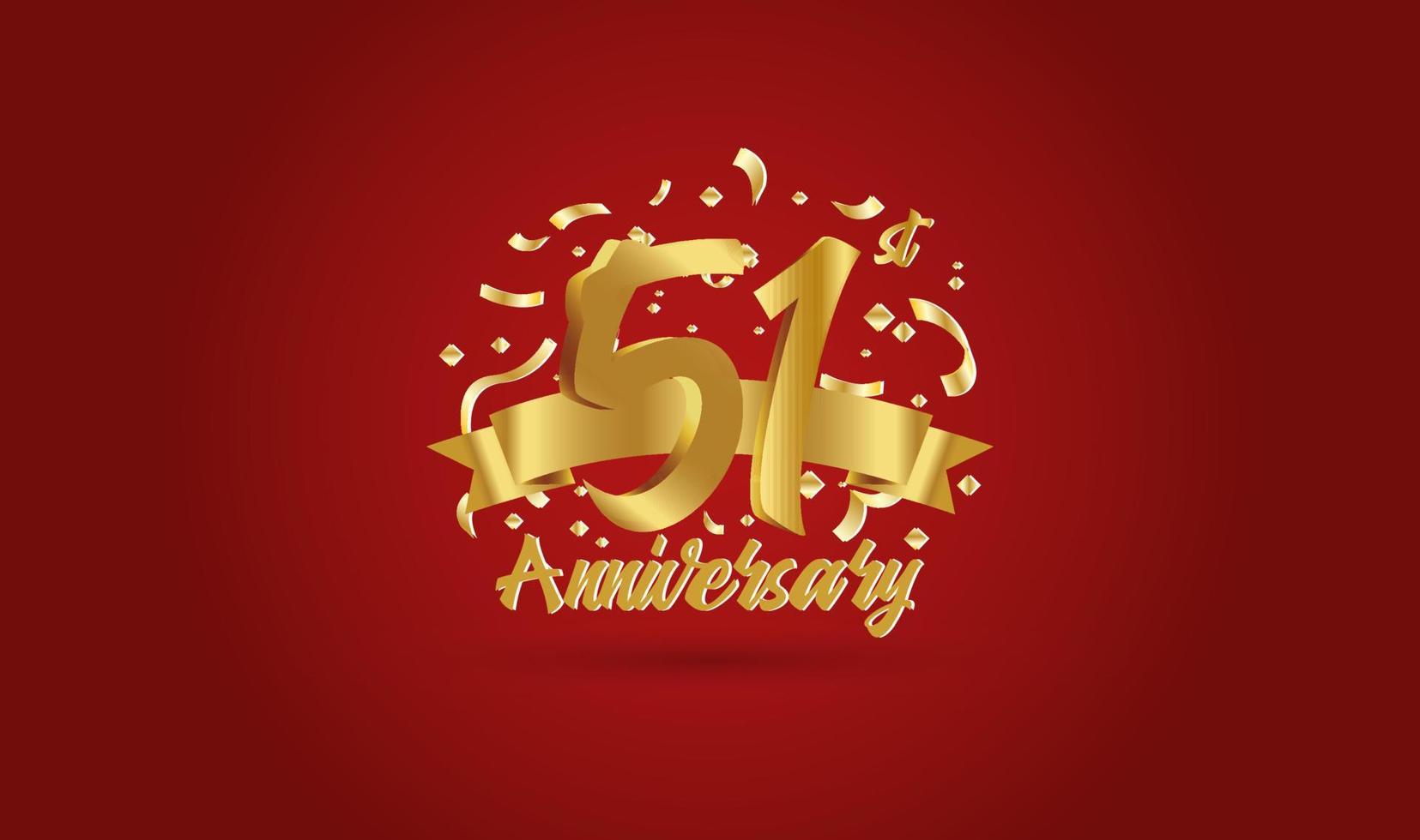 celebração de aniversário com o número 51 em ouro e com as palavras celebração de bodas de ouro. vetor