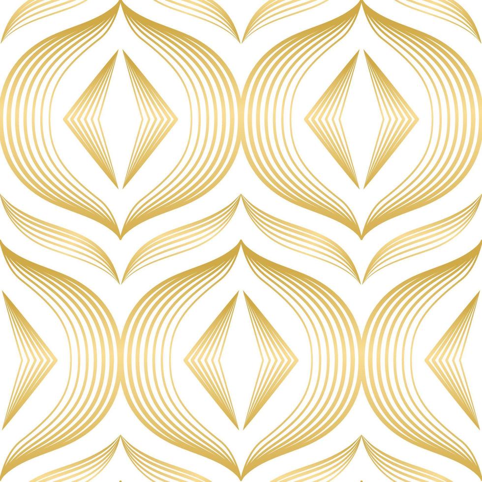 impressionante design de padrão sem emenda de vetor art déco de ouro elegante