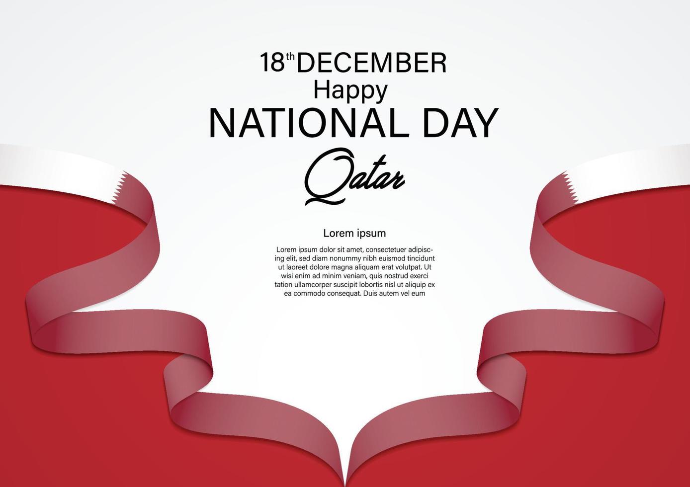dia nacional do catar 18 de dezembro com a cor da bandeira do catar da fita. ilustração vetorial vetor