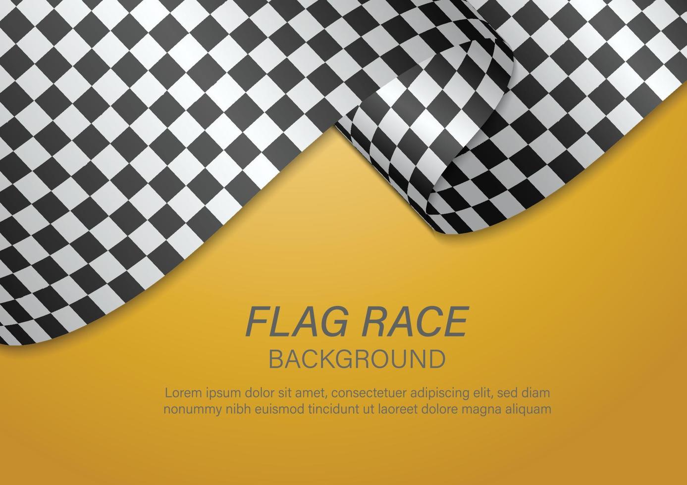 design de onda de bandeira quadriculada em fundo de cor amarela, para campeonato de corrida esportiva. ilustração vetorial vetor