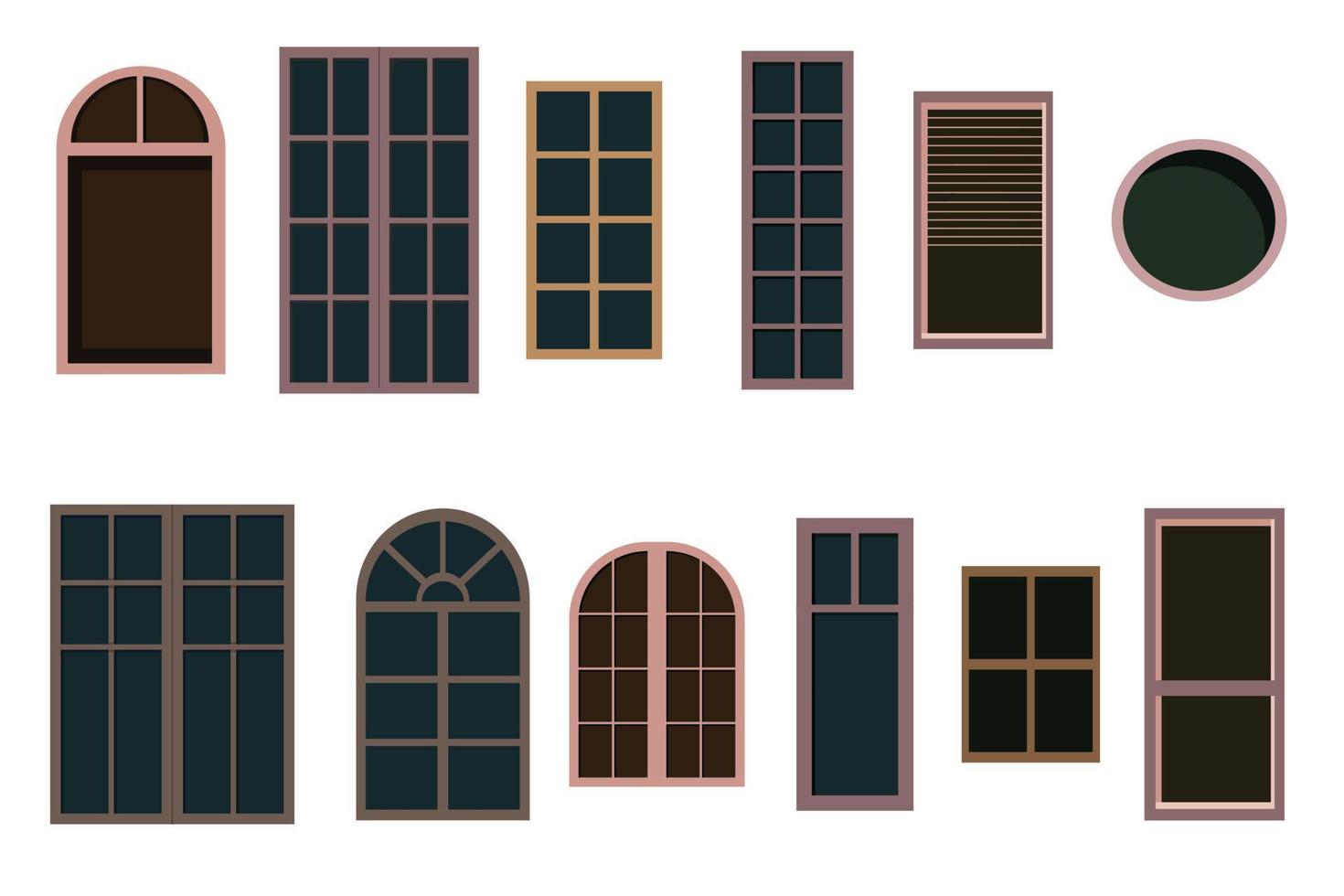 conjunto de molduras de janelas vintage vetor
