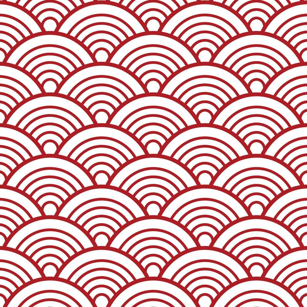 branco vermelho onda tradicional japonesa seigaiha padrão de fundo vetor