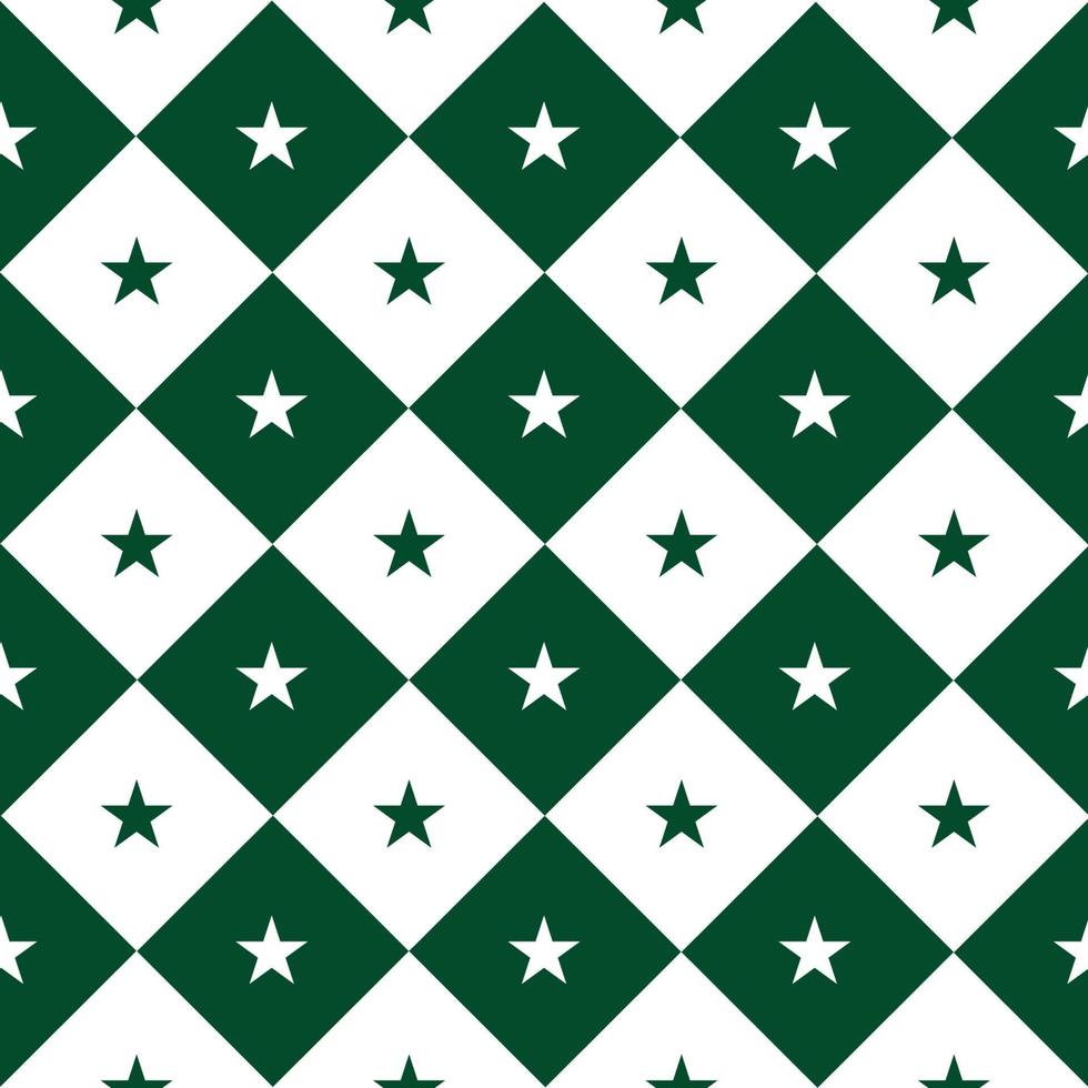 fundo de diamante de tabuleiro de xadrez branco verde estrela vetor