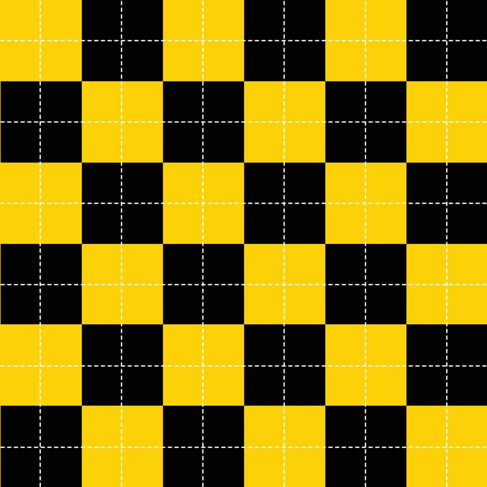 fundo de tabuleiro de xadrez branco preto amarelo vetor