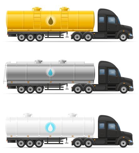 entrega de caminhão semi reboque e transporte de tanque para ilustração vetorial líquido vetor