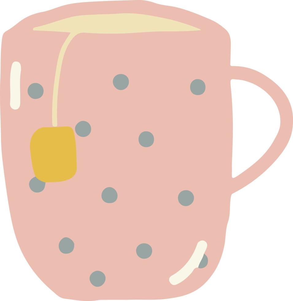 xícara de chá desenhada à mão. hygge escandinavo. casa aconchegante rosa vetor