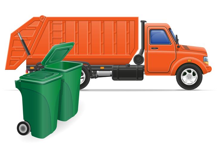ilustração em vetor conceito caminhão carga lixo remoção
