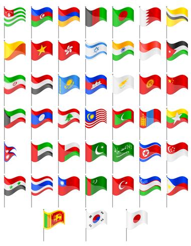 bandeiras da ilustração do vetor de países da Ásia