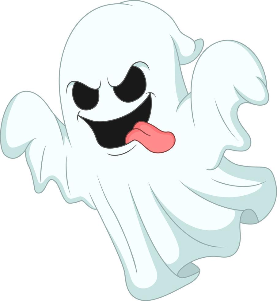 fantasma branco dos desenhos animados de halloween isolado no fundo branco.  fantasma assustador fantasma branco de halloween. fantasma com uma cara  assustadora. 11049500 Vetor no Vecteezy