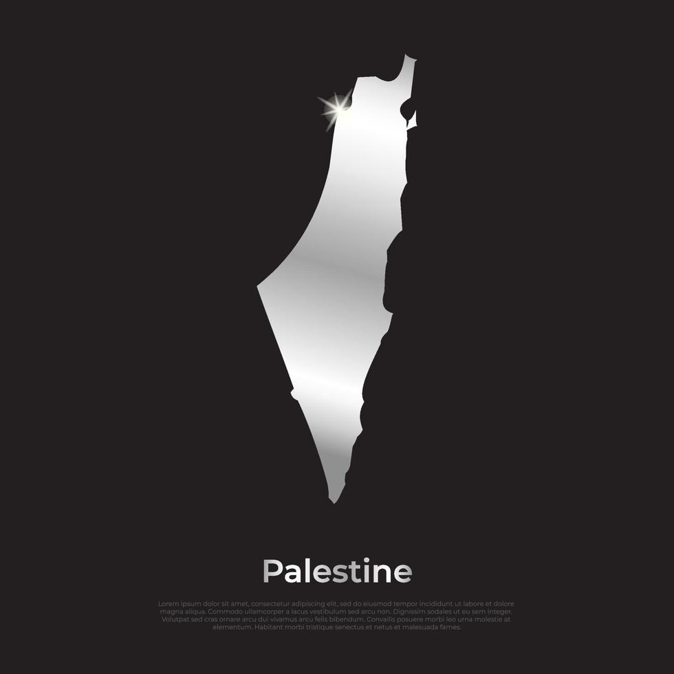mapa de fronteira do país palestino em design de cor de metal prateado. vetor